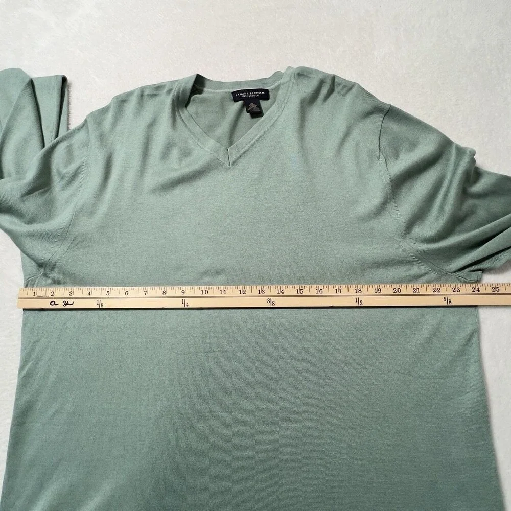 Banana Republic Silk Cashmere V-Neck Sweater Mens Sz XL Green Lightweight
